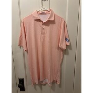 B Draddy Polo Shirt Mens Size Medium Salmon Textured Herringbone NWOT FEGC
